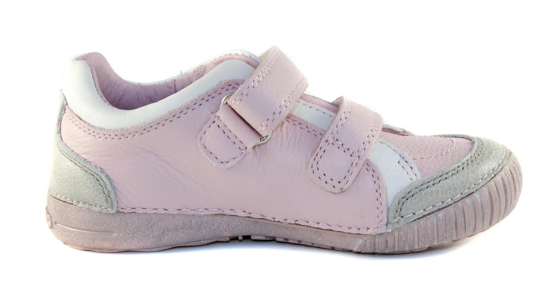 D.D. Step little kid girl double strap shoes baby pink with silver and flower size US 8.5-12
