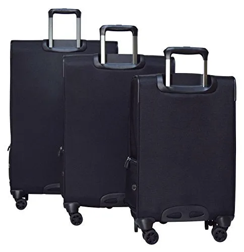 Delsey Luggage Cruise Lite Softside 3 Piece Set (21"/25"/29") Spinner Suitcase (Black)