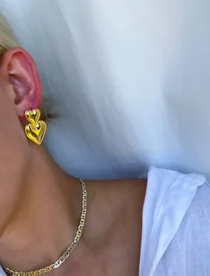 Double Heart Earrings - Water Resistant