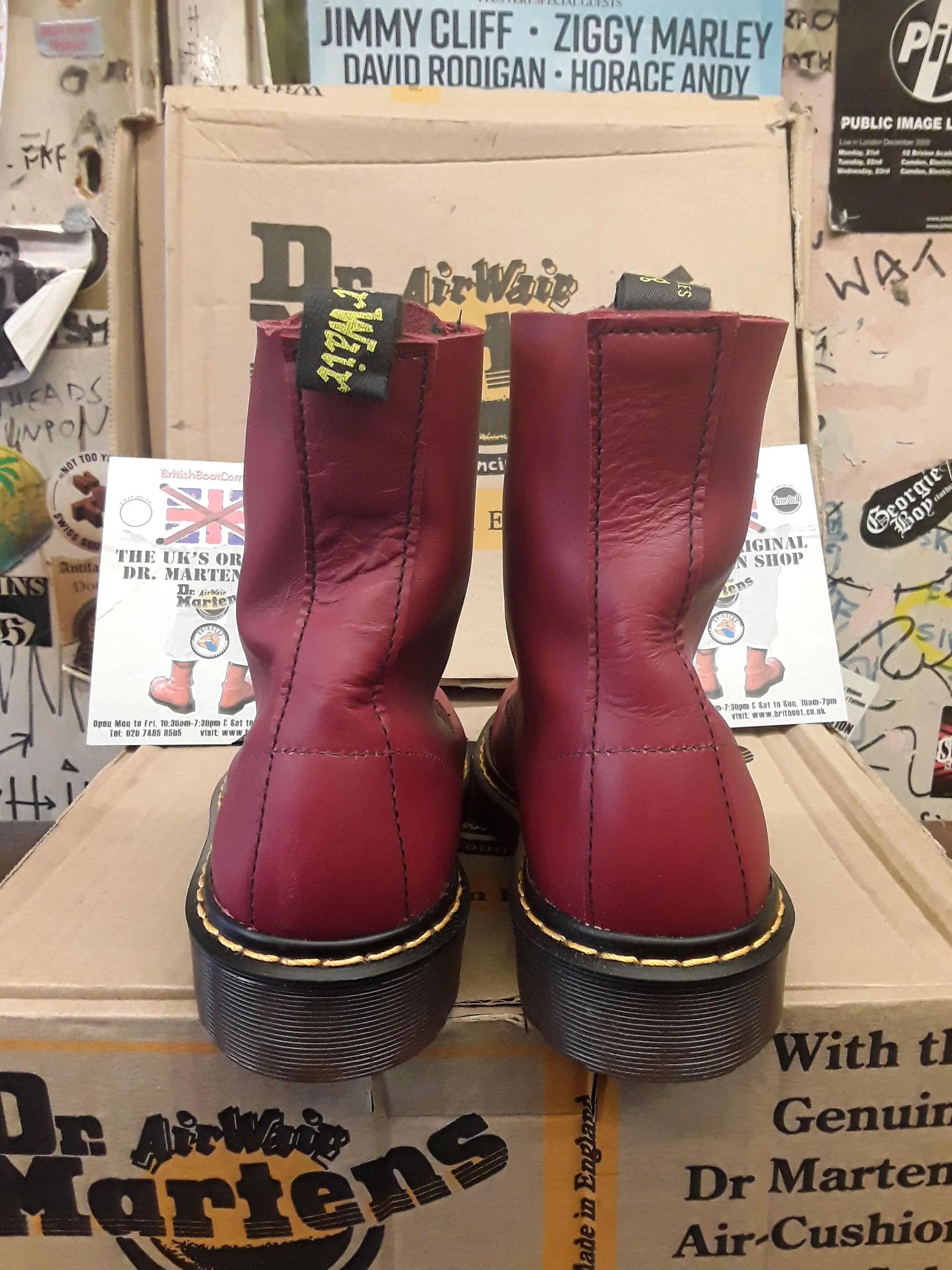 Dr Martens 1460 Vintage 90's, Size UK5, Made in England, Cherry Waxy Boots, Womens Boots, 8 eye Ankle Boots