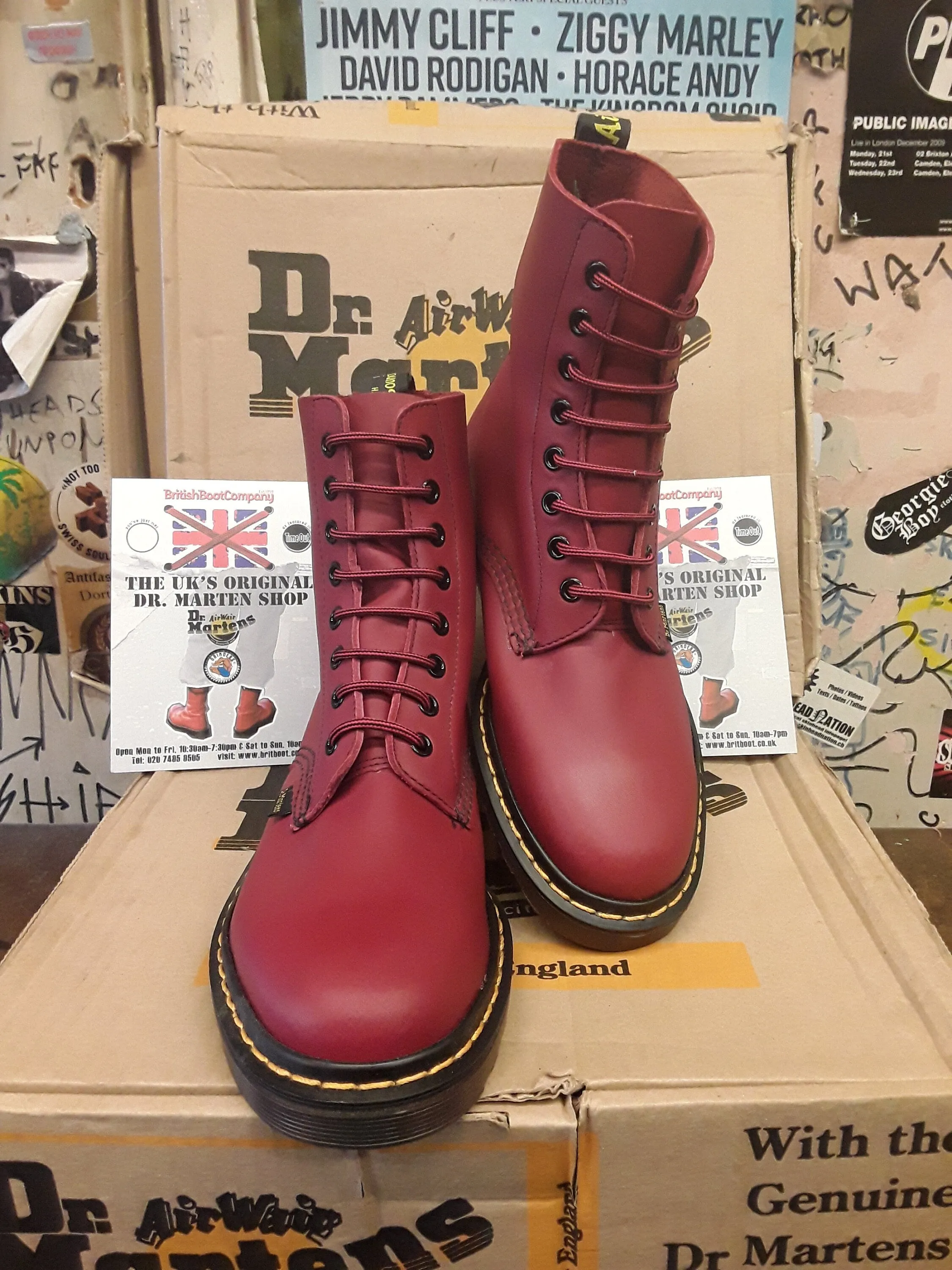 Dr Martens 1460 Vintage 90's, Size UK5, Made in England, Cherry Waxy Boots, Womens Boots, 8 eye Ankle Boots