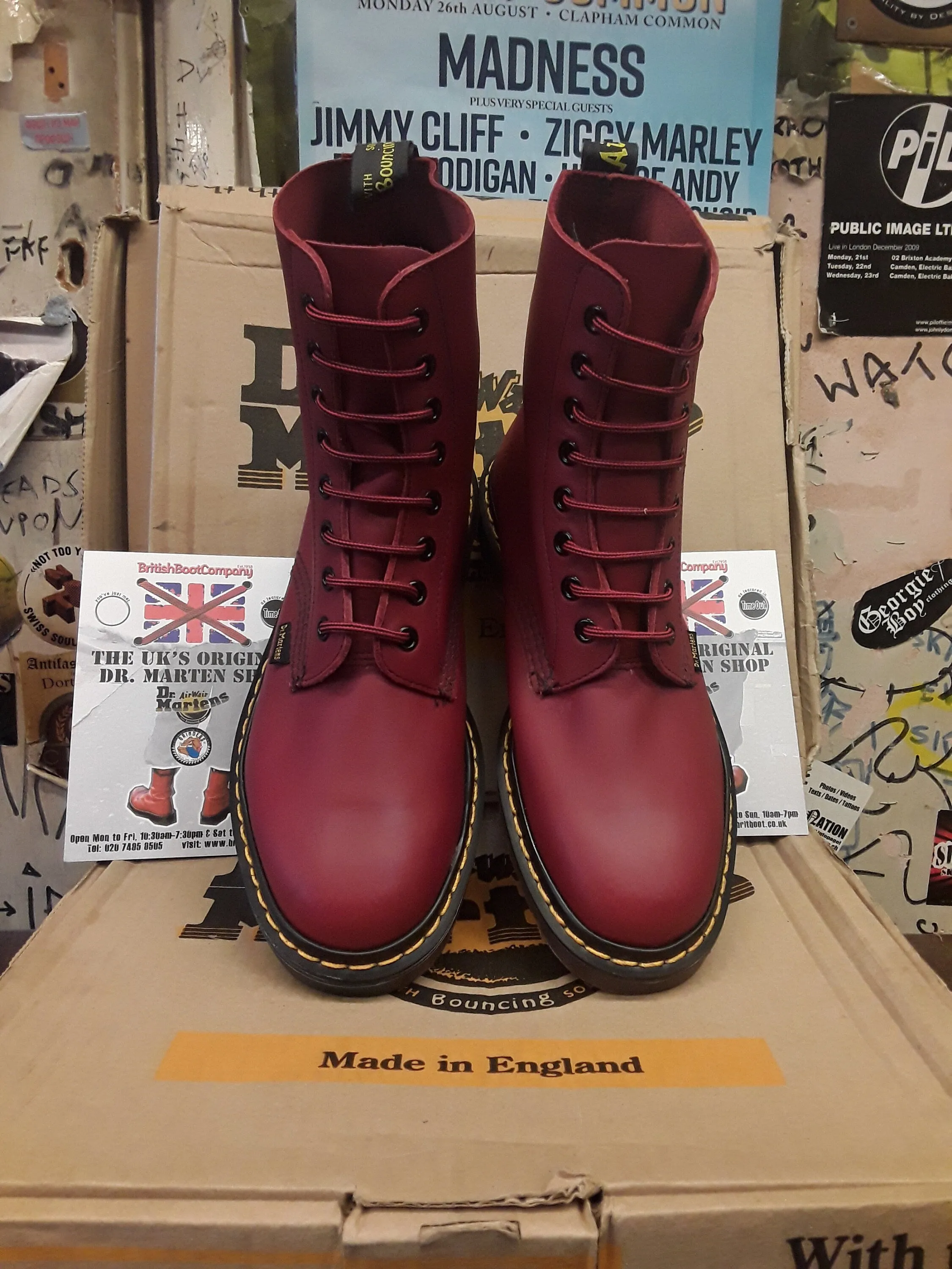 Dr Martens 1460 Vintage 90's, Size UK5, Made in England, Cherry Waxy Boots, Womens Boots, 8 eye Ankle Boots