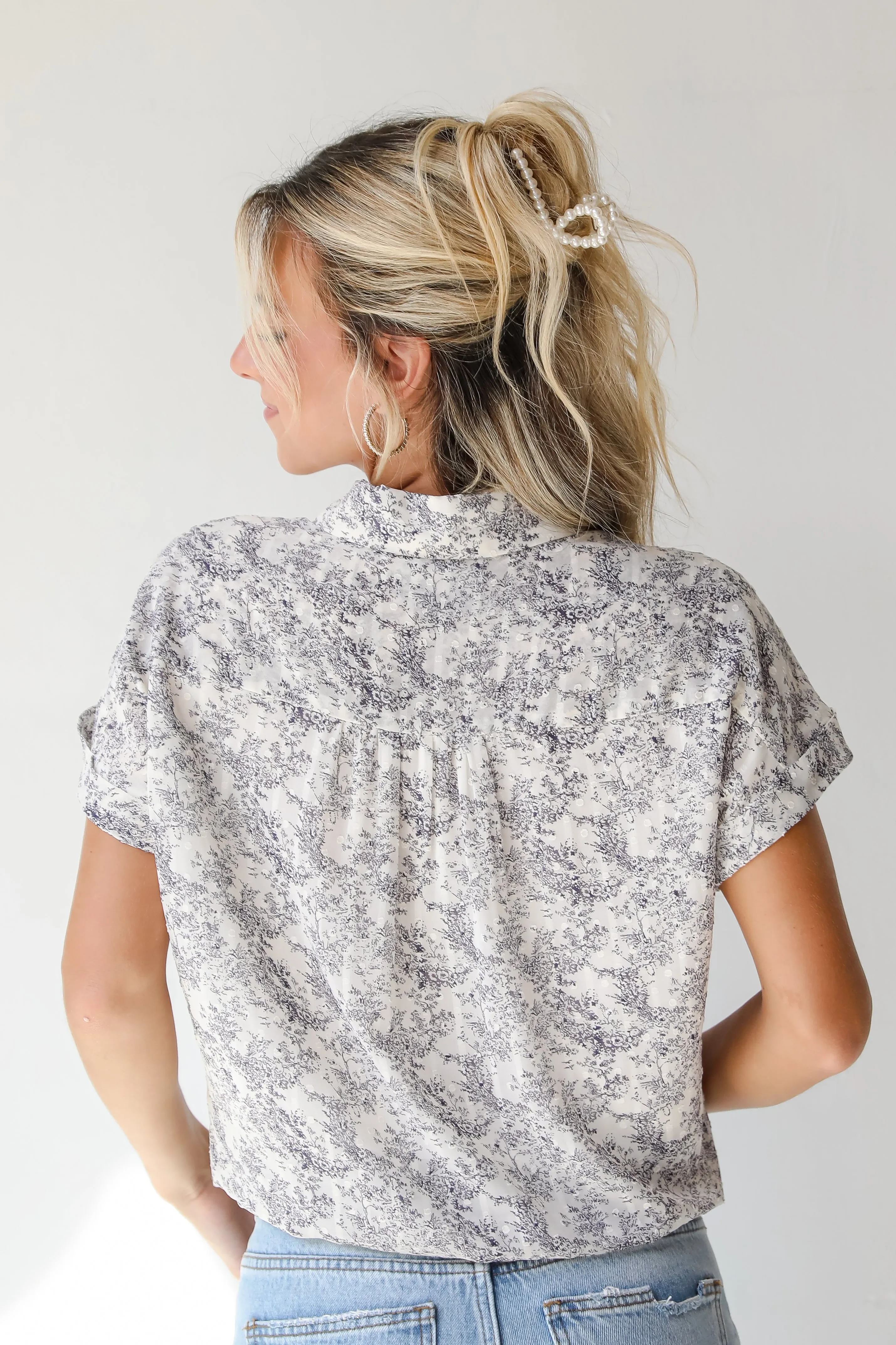 FINAL SALE - Ensured Cuteness Cream Floral Blouse