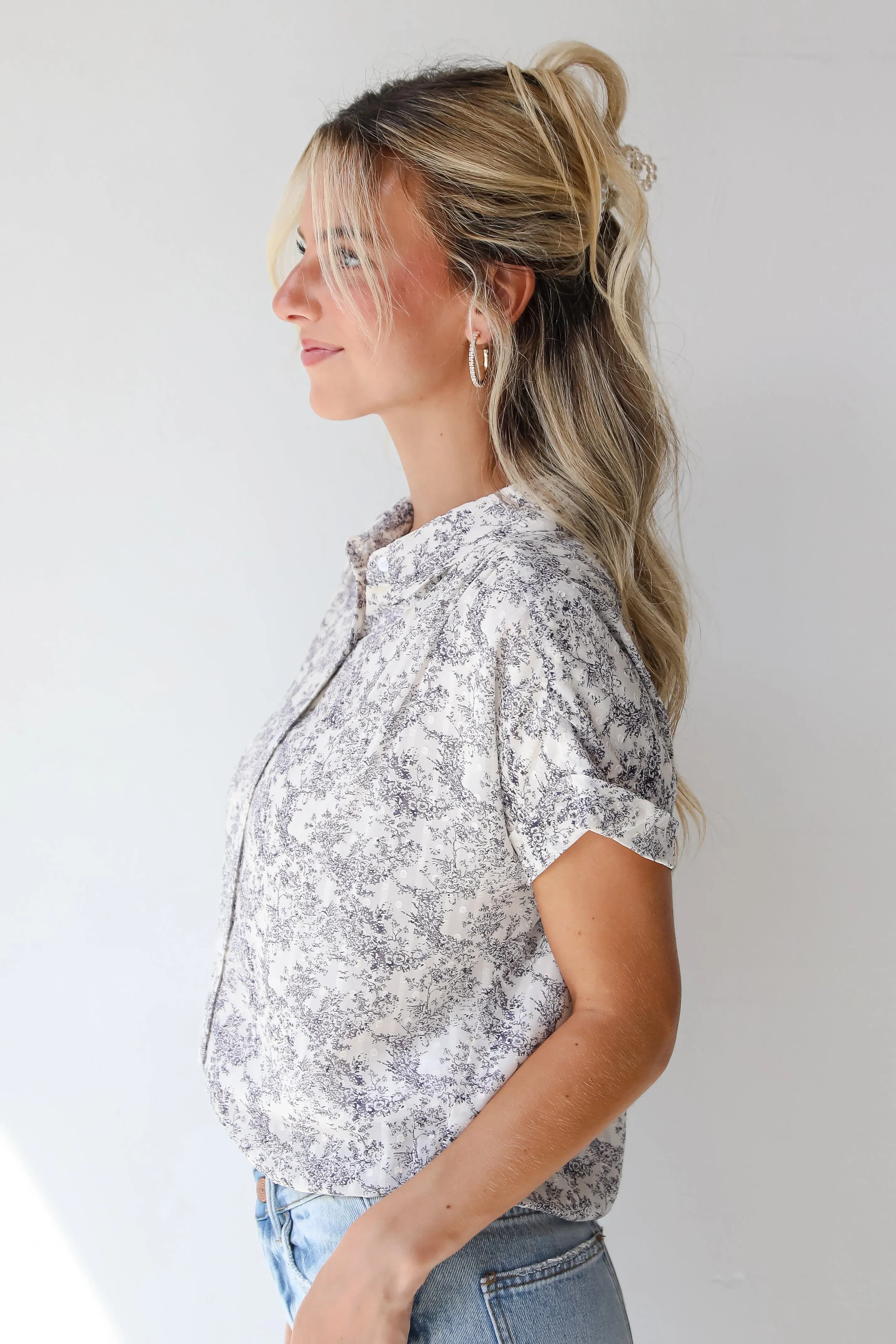 FINAL SALE - Ensured Cuteness Cream Floral Blouse