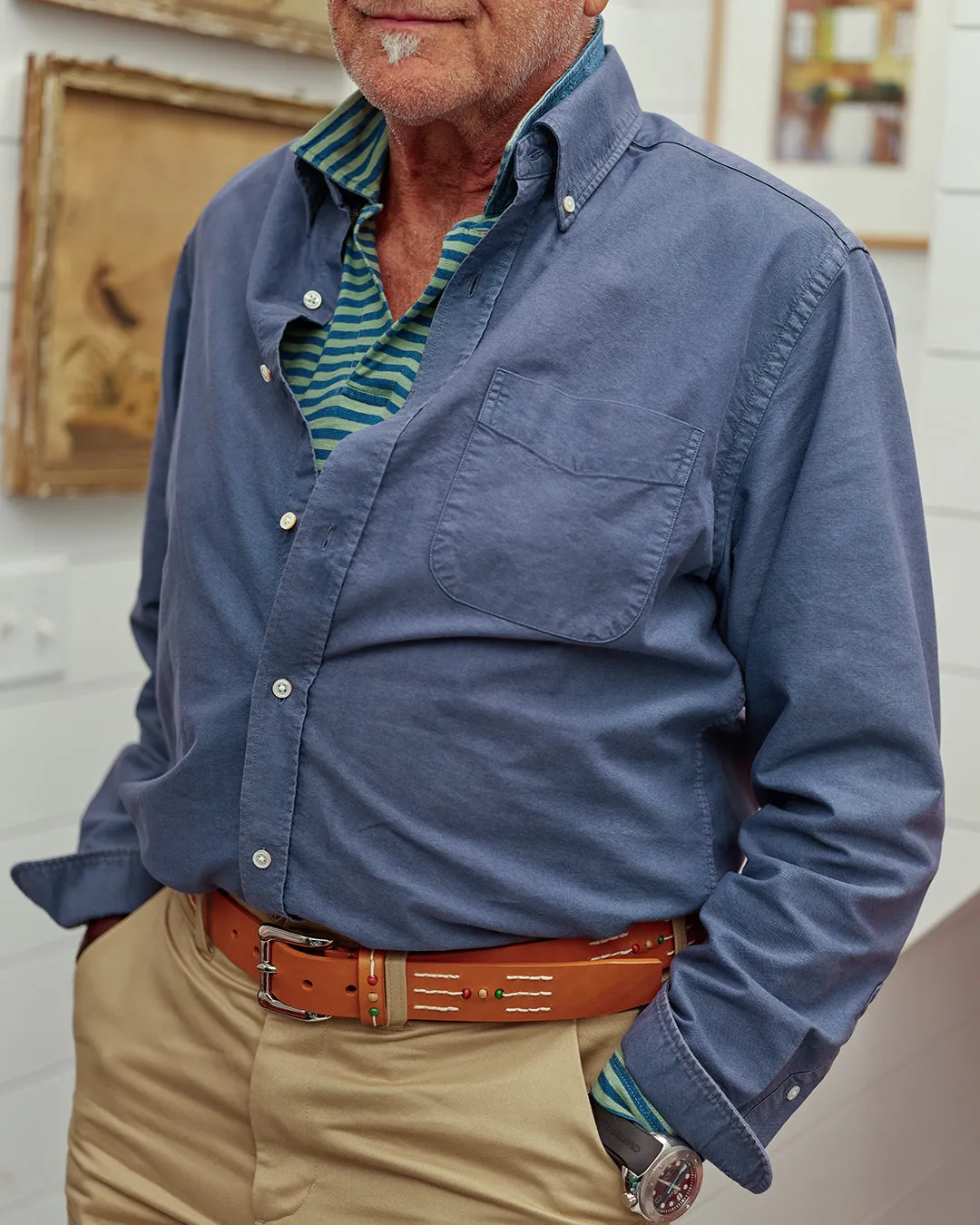 Garment Dyed Oxford Shirt in Weathered Navy