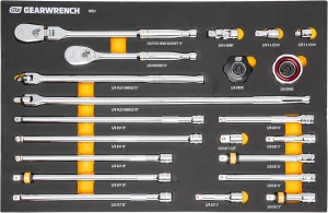 GEARWRENCH 21 Piece 3/8" 90T Ratchet & Drive Tool Set with EVA Foam Tray - 86521