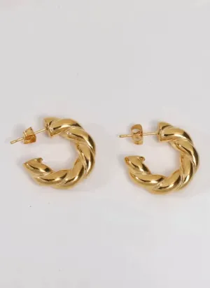 Gold Twist Hoops - Water Resistant