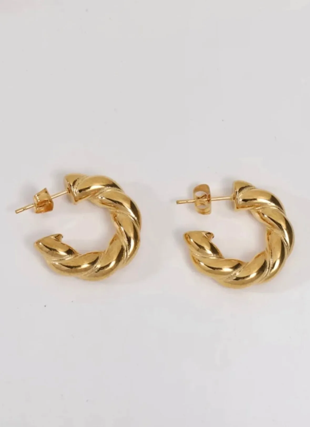 Gold Twist Hoops - Water Resistant