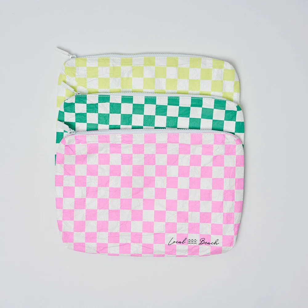 Green Checker Water Resistant Pouch