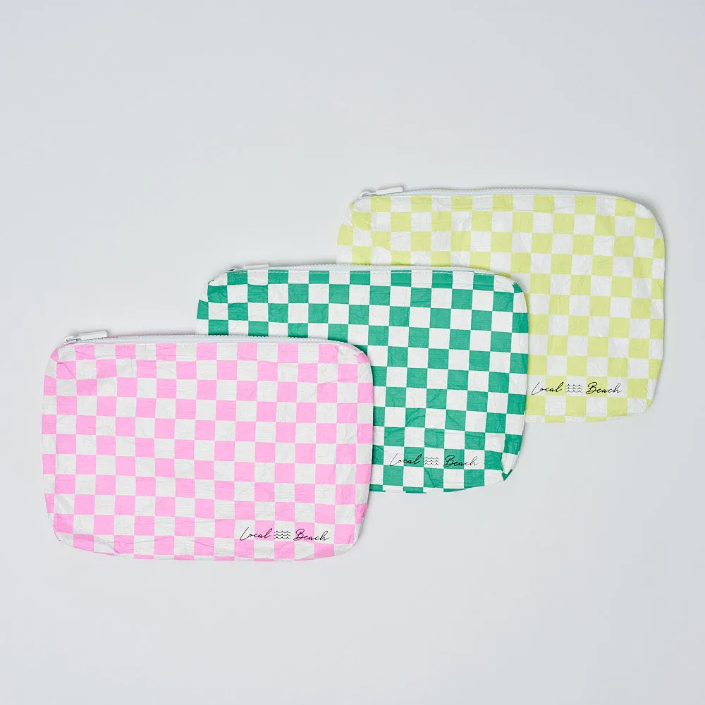 Green Checker Water Resistant Pouch