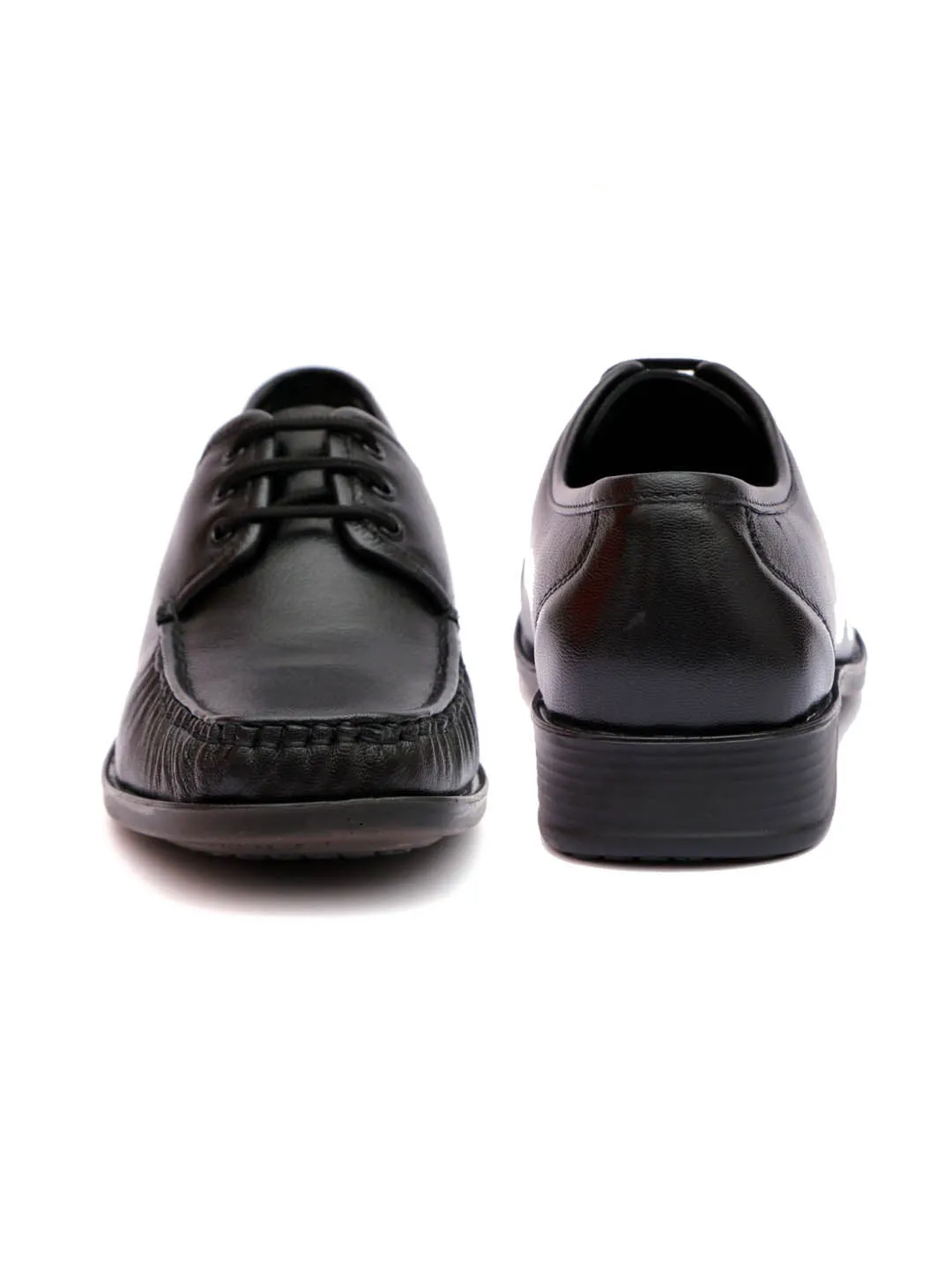 Hitz Men's Black Leather Formal Lace up Comfort Shoes