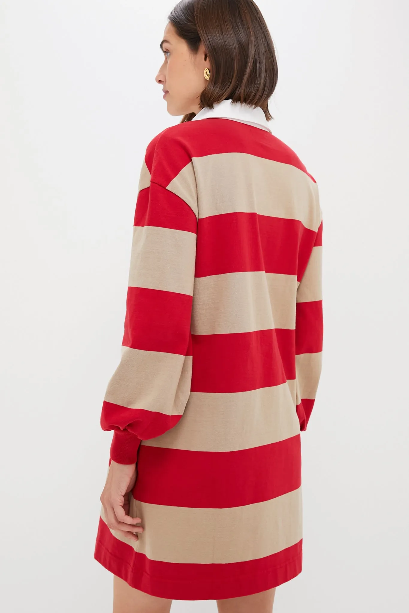Khaki and Red Stripe Baker Rugby Dress