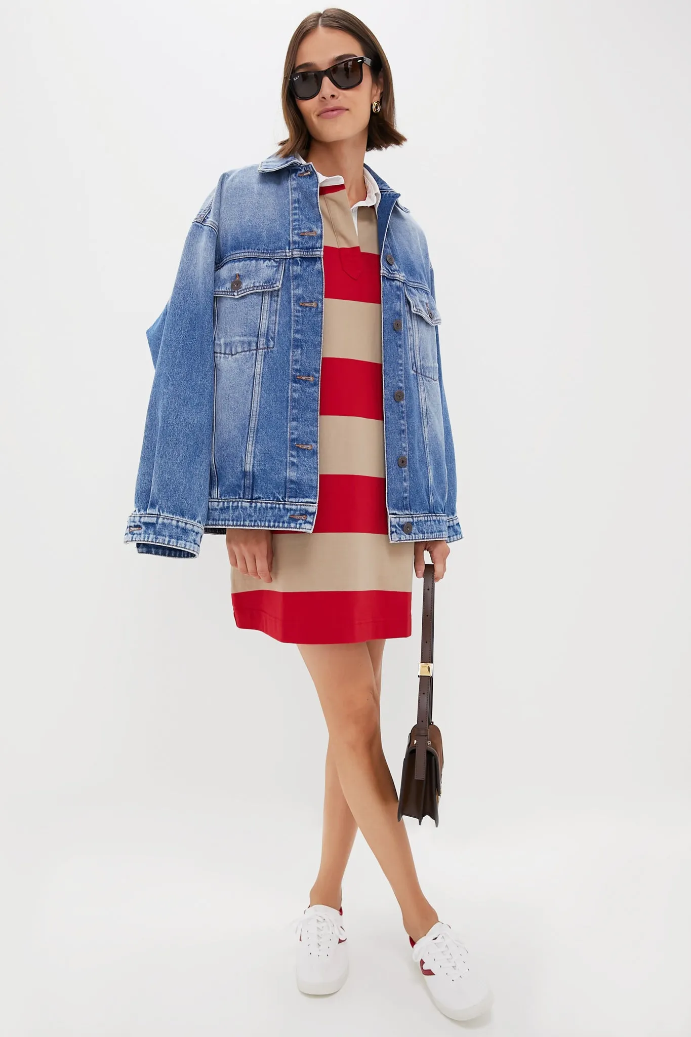 Khaki and Red Stripe Baker Rugby Dress