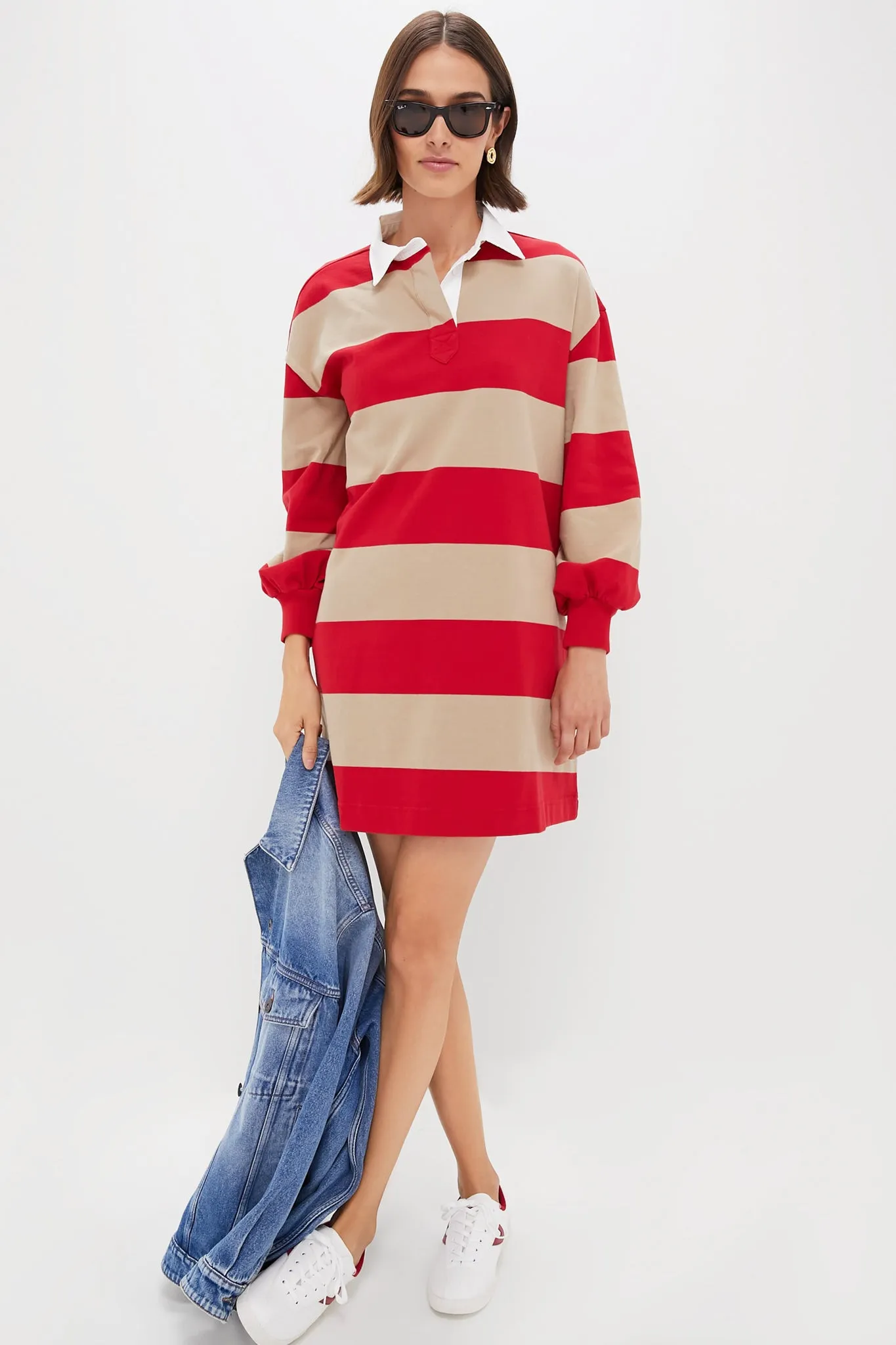 Khaki and Red Stripe Baker Rugby Dress
