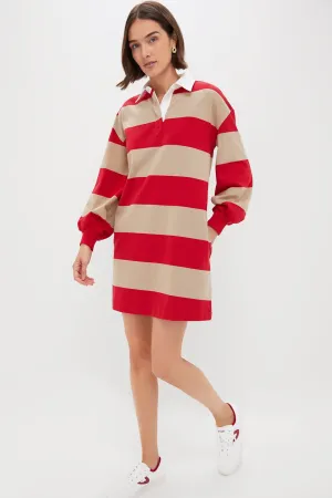 Khaki and Red Stripe Baker Rugby Dress