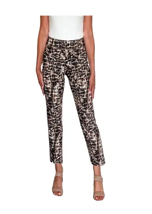 Krazy Larry Women's Pull on Ankle Pants - Brown Reptile