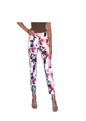 Krazy Larry Women's Pull on Ankle Pants - Pink Splash