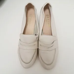 Ladies Office London Cream Leather Loafers UK Size 6 Block heels