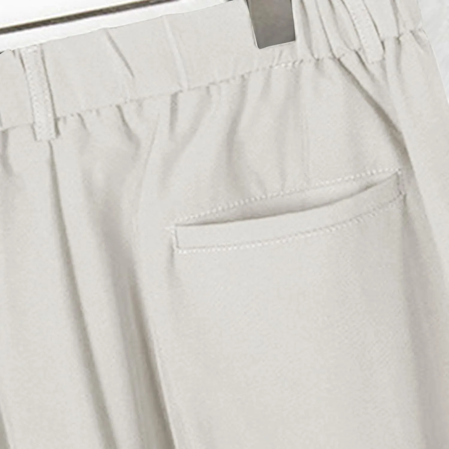 Mens Pants Casual Stylish Elastic Waist Flat Front Dress Suit Pant Loose Lightweight Cinch Bottom Trouser with Pocket