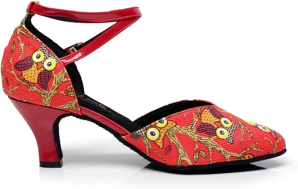 Minishion QJ6235 Women's Comfort Ankle Strap Pleather Latin Salsa Ballroom Dance Shoes