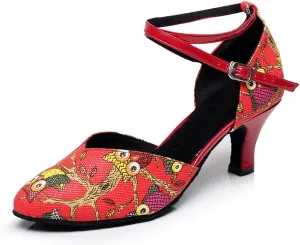 Minishion QJ6235 Women's Comfort Ankle Strap Pleather Latin Salsa Ballroom Dance Shoes
