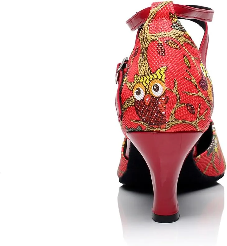 Minishion QJ6235 Women's Comfort Ankle Strap Pleather Latin Salsa Ballroom Dance Shoes