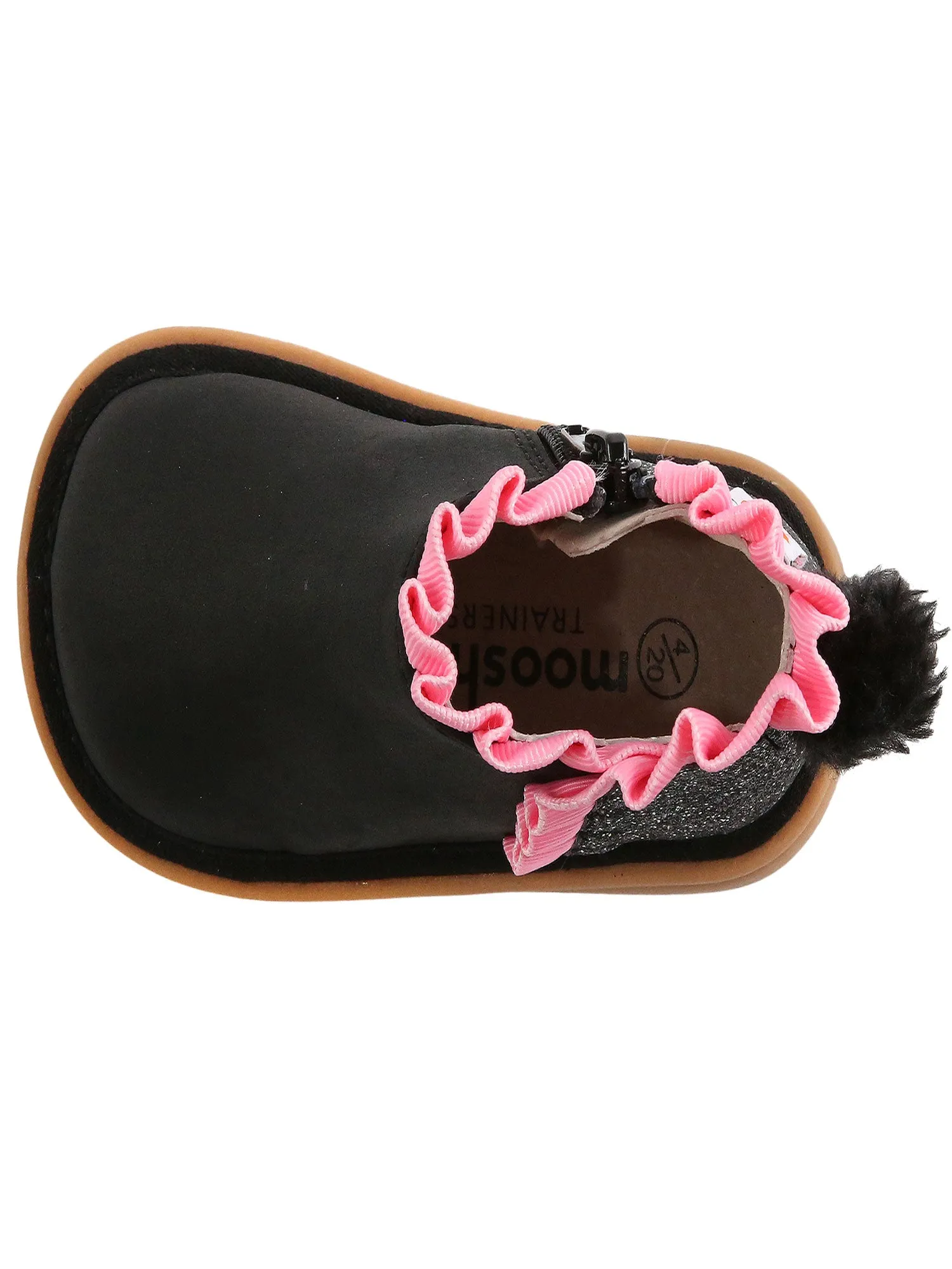 Mooshu Trainers Girls Black Sparkly Remi Squeaker Boots 5-9 Toddler