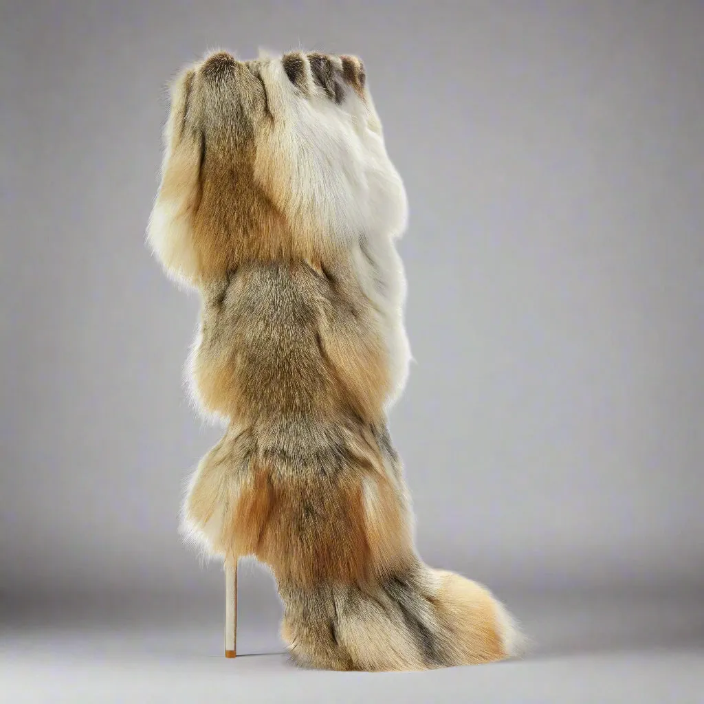 Multi Color Faux Fur Winter Heel Boots