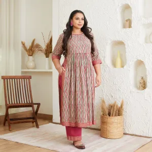 Multicolour Rayon Plus Size Striped Kurta Palazzo Set
