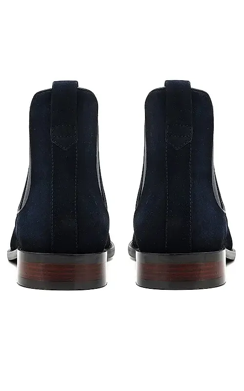 Navy Suede Leather Boots