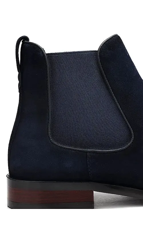 Navy Suede Leather Boots