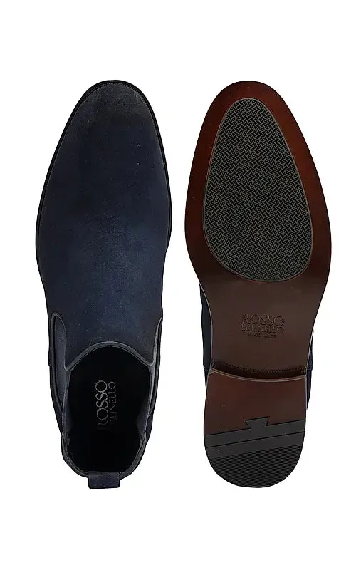 Navy Suede Leather Boots