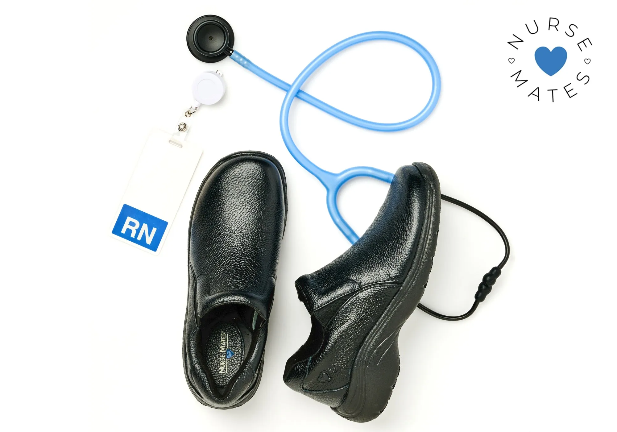 Nurse Mates Dove Womens Comfortable Leather Wide Fit Slip On Shoes