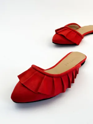 Red Ruffled Mules