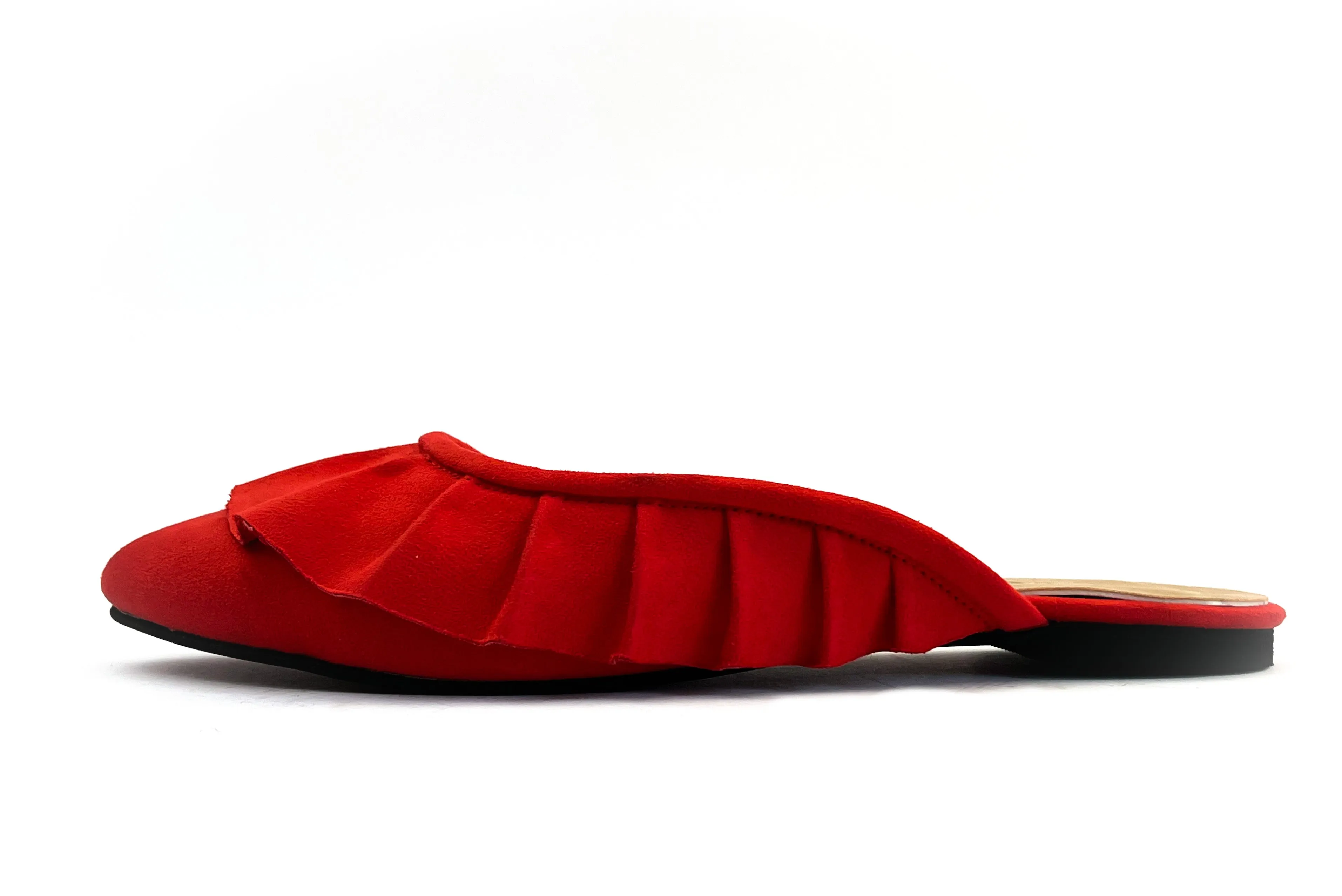 Red Ruffled Mules