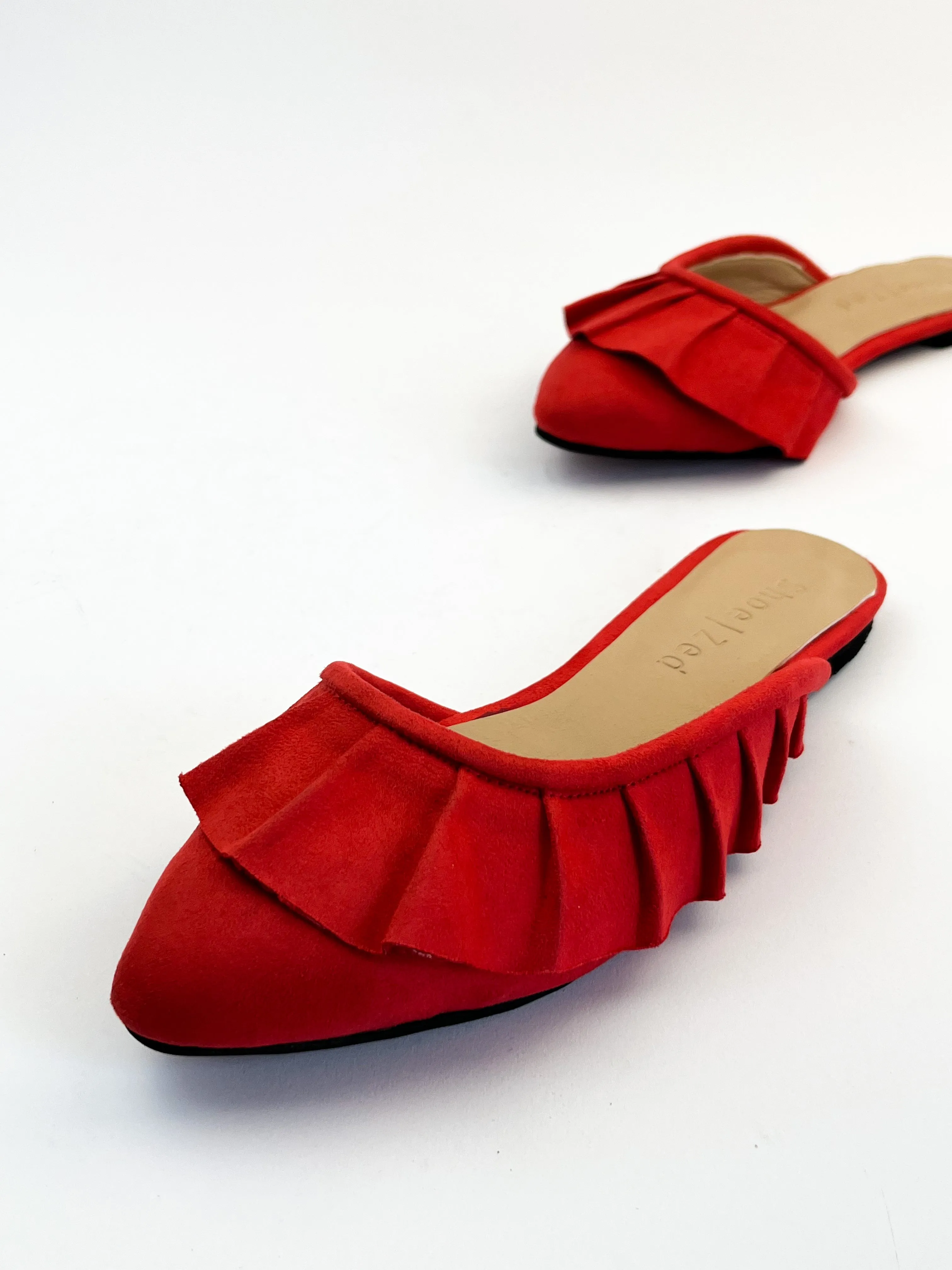 Red Ruffled Mules