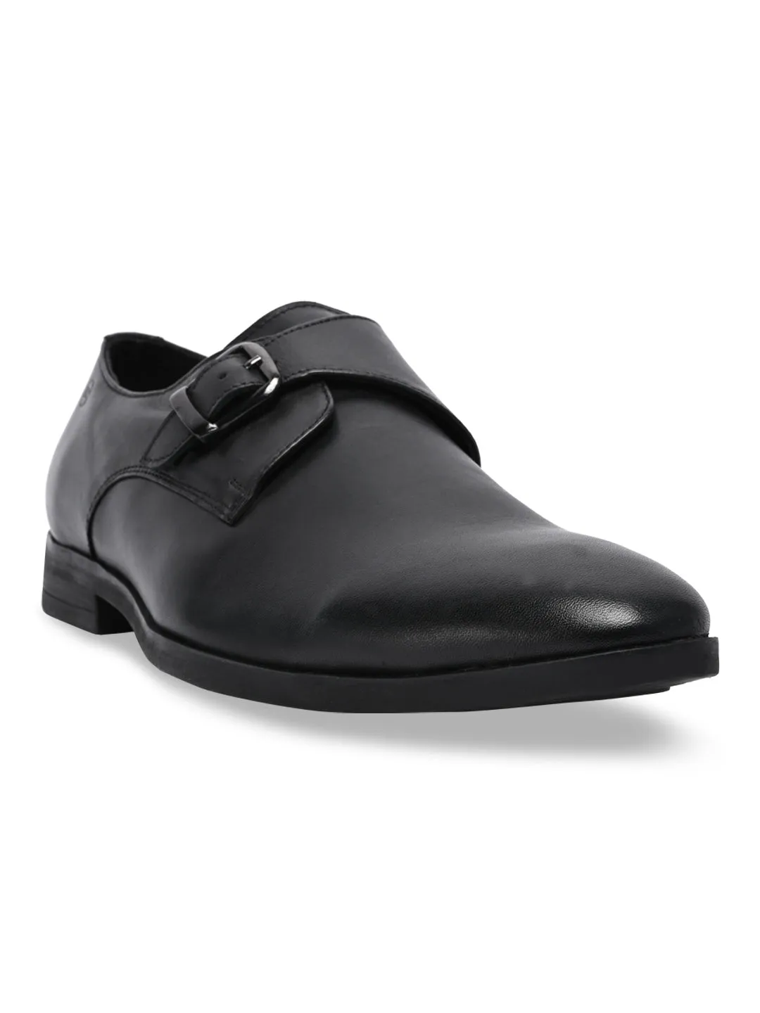 Regal Black Men Leather Single Monks