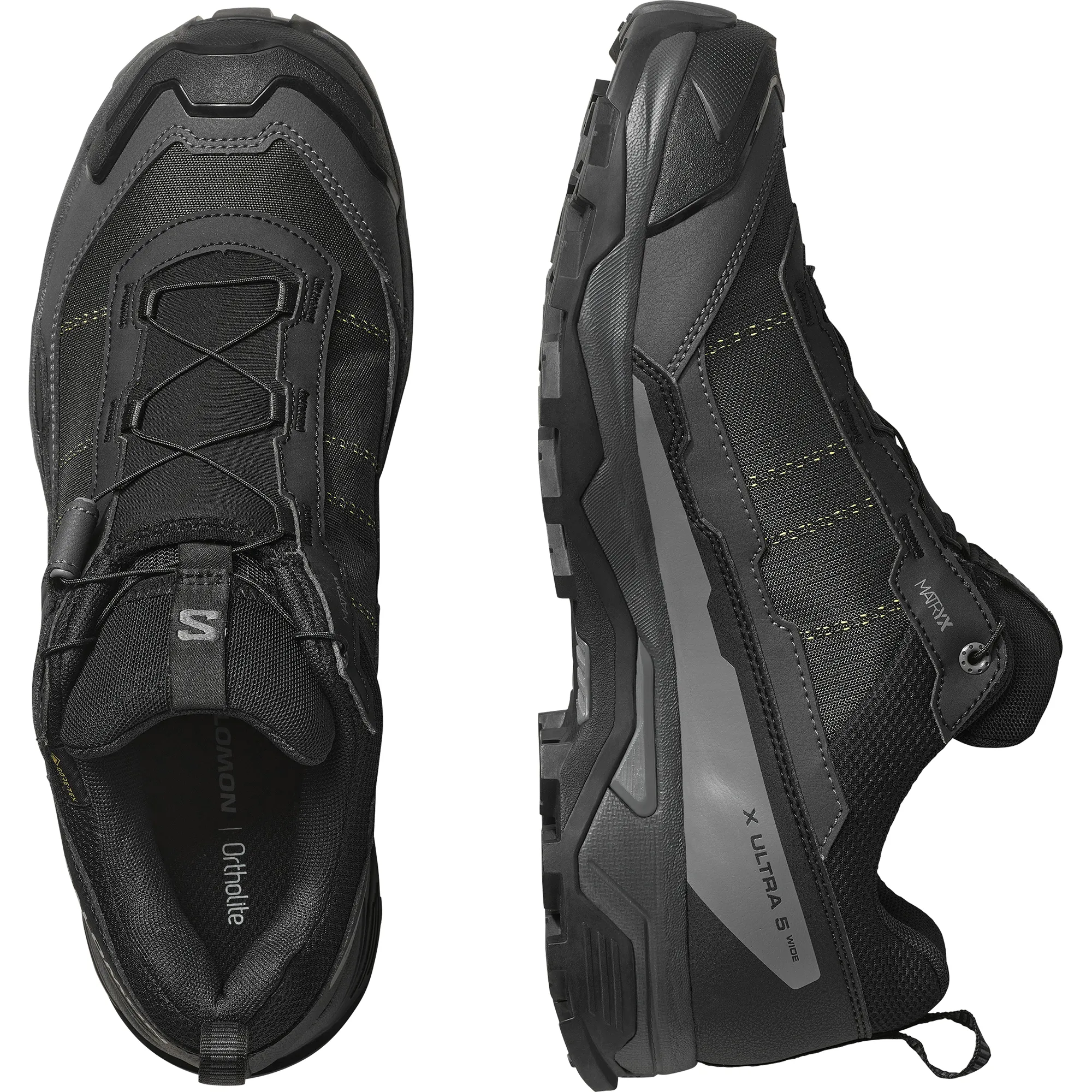 Salomon Men's X Ultra 5 Gore-Tex Trail Shoes - WIDE FIT (Black/Asphalt/Castlerock)