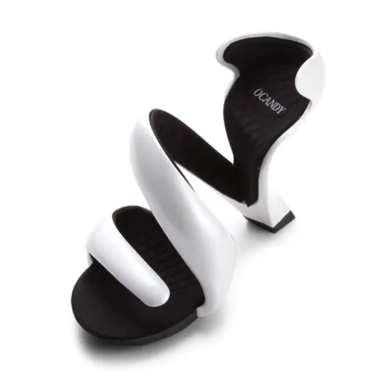 Sexy Bottomless Spiral Wrap Design Snake Pattern High Heel Sandals