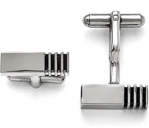 Stainless Steel Polished Antiqued Inlay Cufflinks