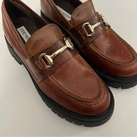 Steve Madden chunky LANDO BROWN LEATHER loafers