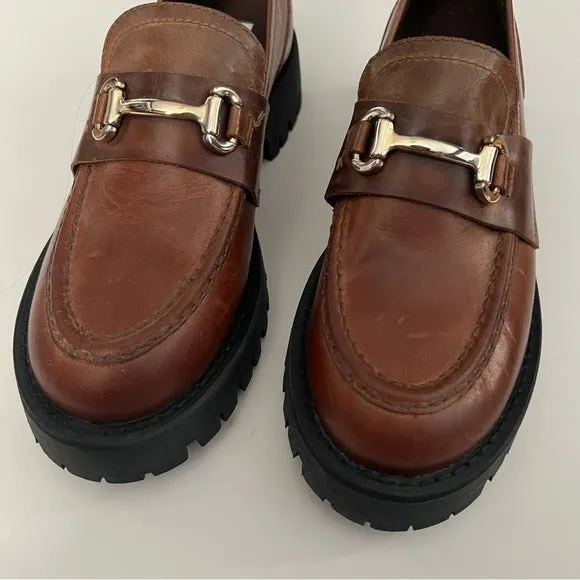 Steve Madden chunky LANDO BROWN LEATHER loafers