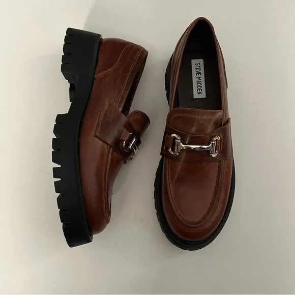 Steve Madden chunky LANDO BROWN LEATHER loafers