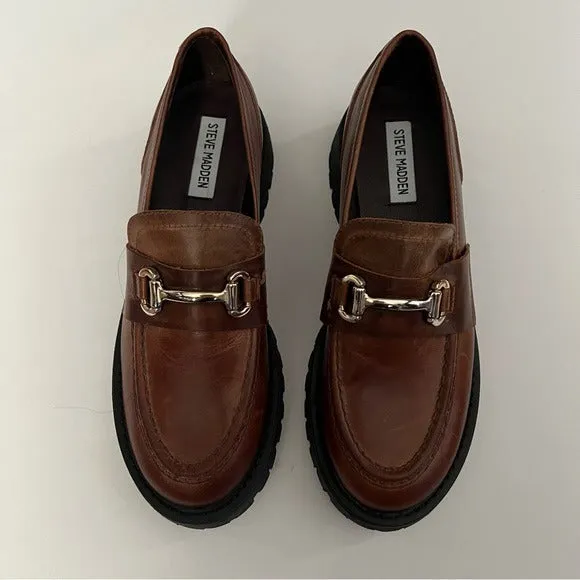 Steve Madden chunky LANDO BROWN LEATHER loafers