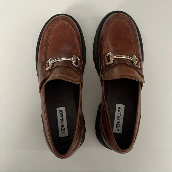 Steve Madden chunky LANDO BROWN LEATHER loafers