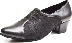 TDA Women's SM1896 Comfort Chunky Heel Lace Leather Salsa Tango Ballroom Latin Modern Dance Shoes