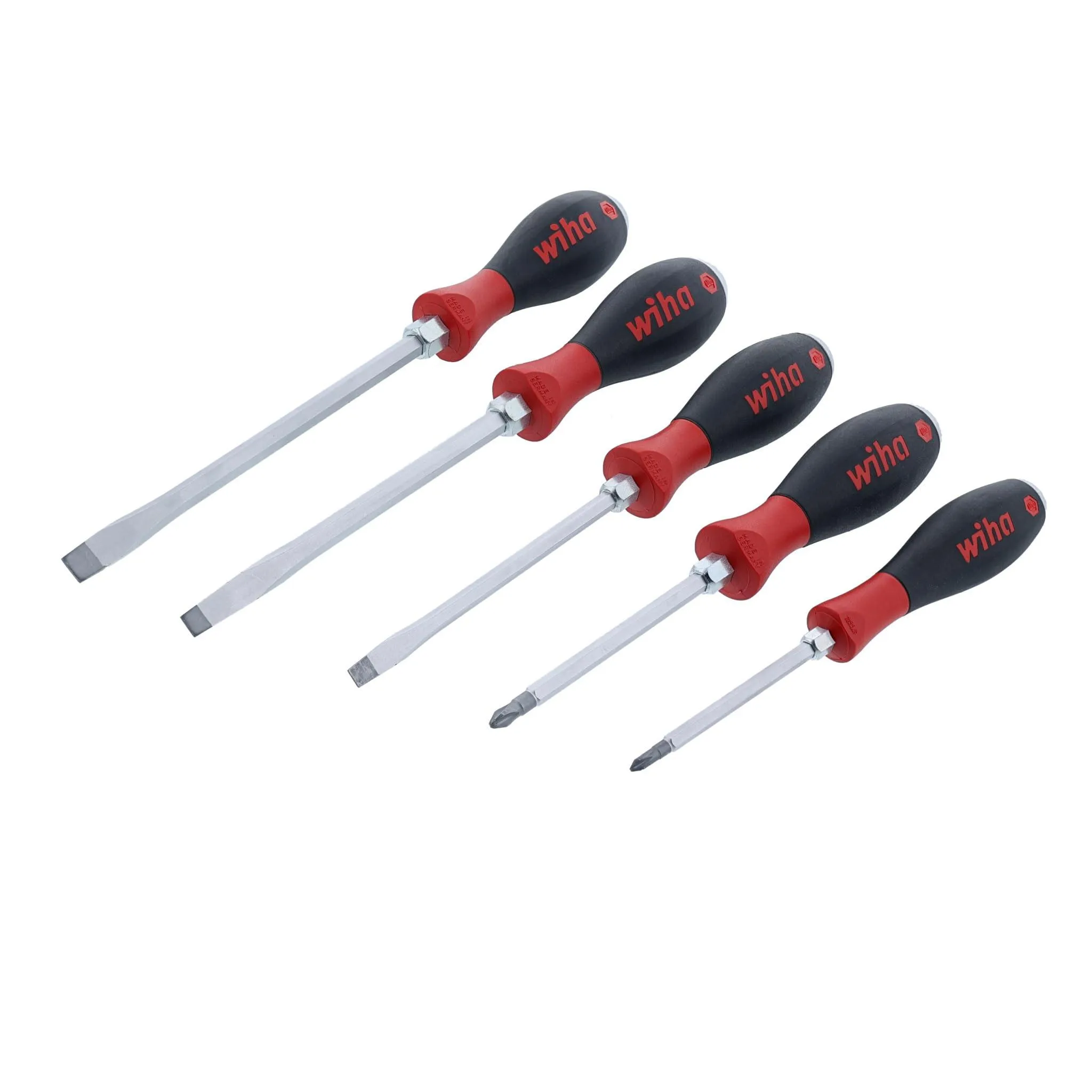 Wiha 5 Piece SoftFinish X Heavy Duty Slotted and Phillips Screwdriver Set