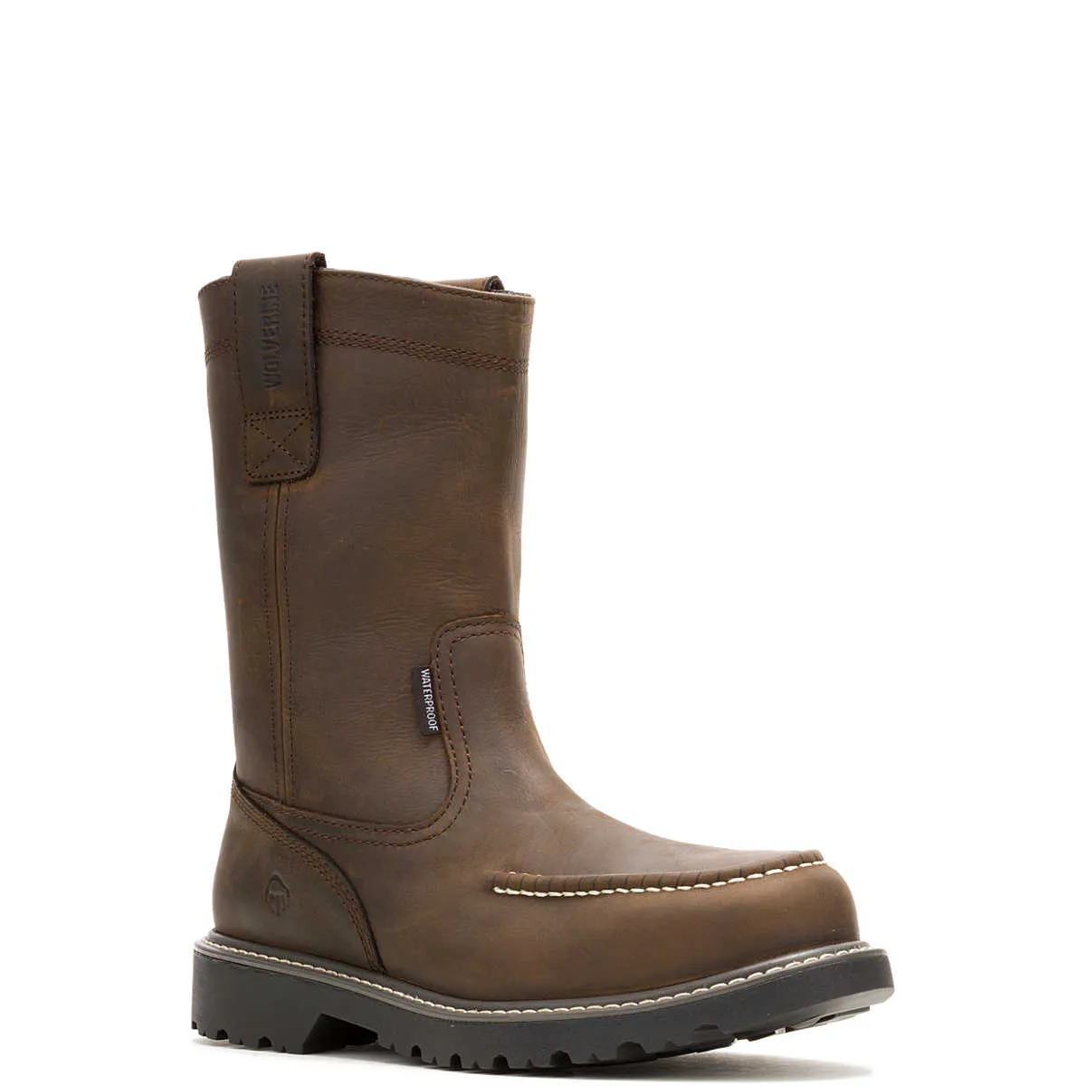 Wolverine Men's Floorhand Moc-Toe Steel-Toe Pull-On Work Wellington - Dark Coffee