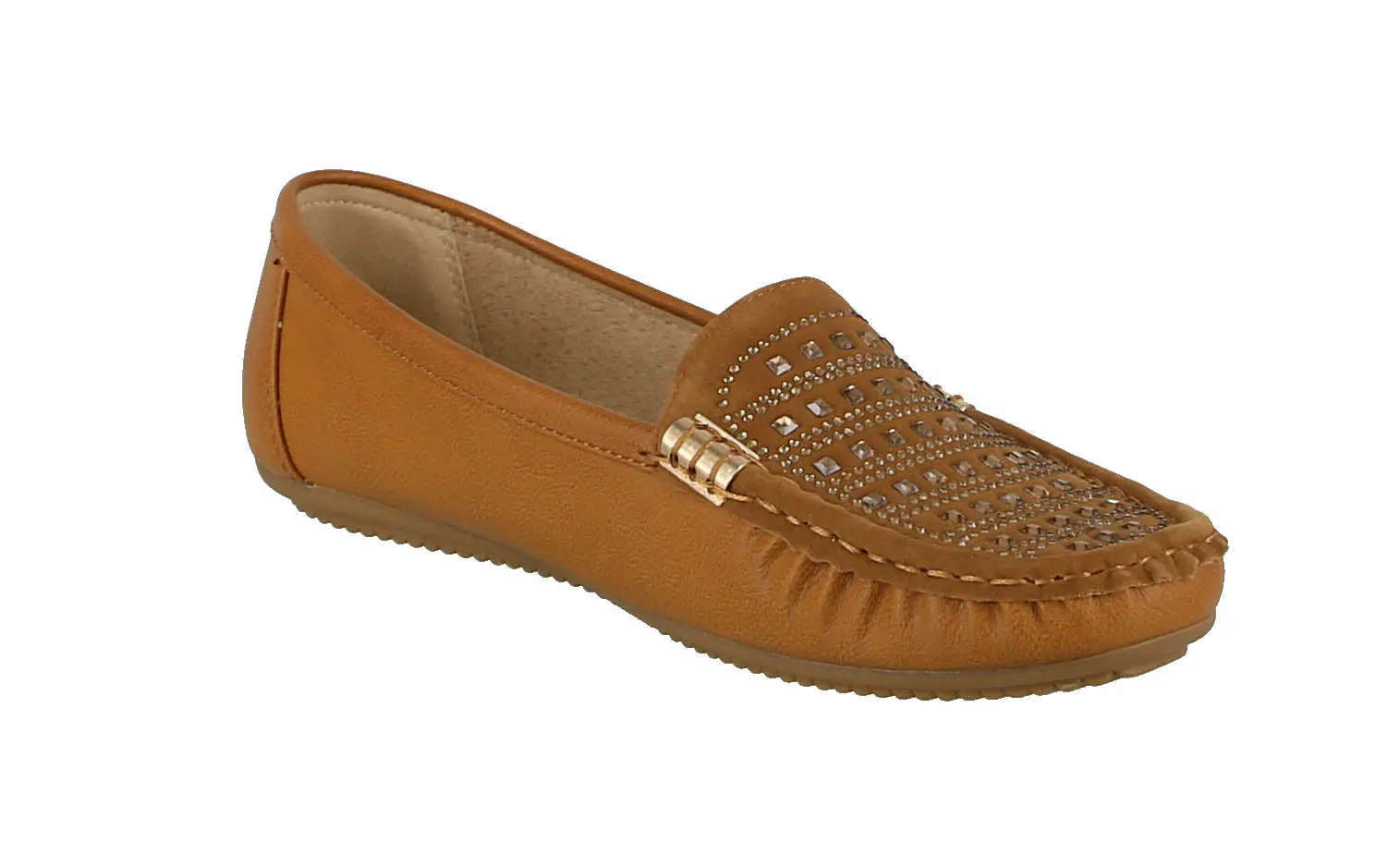 WOMAN'S SHOES CAMEL PU DOCKSIDE Y-51
