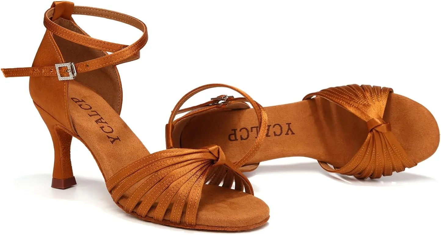 Women's Latin Dance Shoes Satin Professional Ballroom Salsa Dancing Shoes Open Toe Practice Performance Jazz Tap Dance Shoes